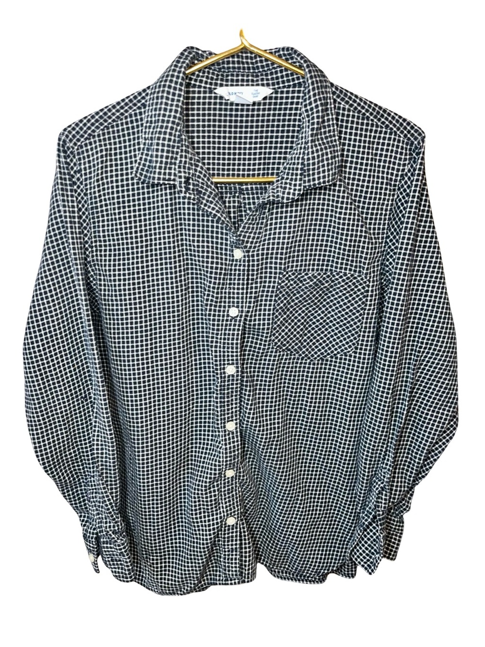 Old Navy Women’s XL The Classic Shirt Black & White Plaid Button Down